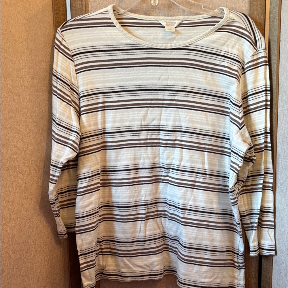 FINAL MARKDOWN Christopher & Banks Black and Cream Striped Top xl